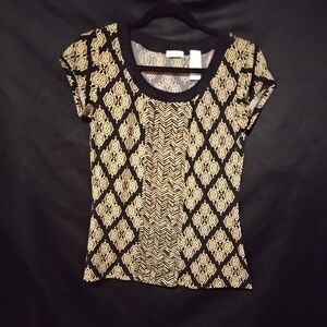 LIZ & CO. Gold And Brown Geometric Pattern / Vintage 80's